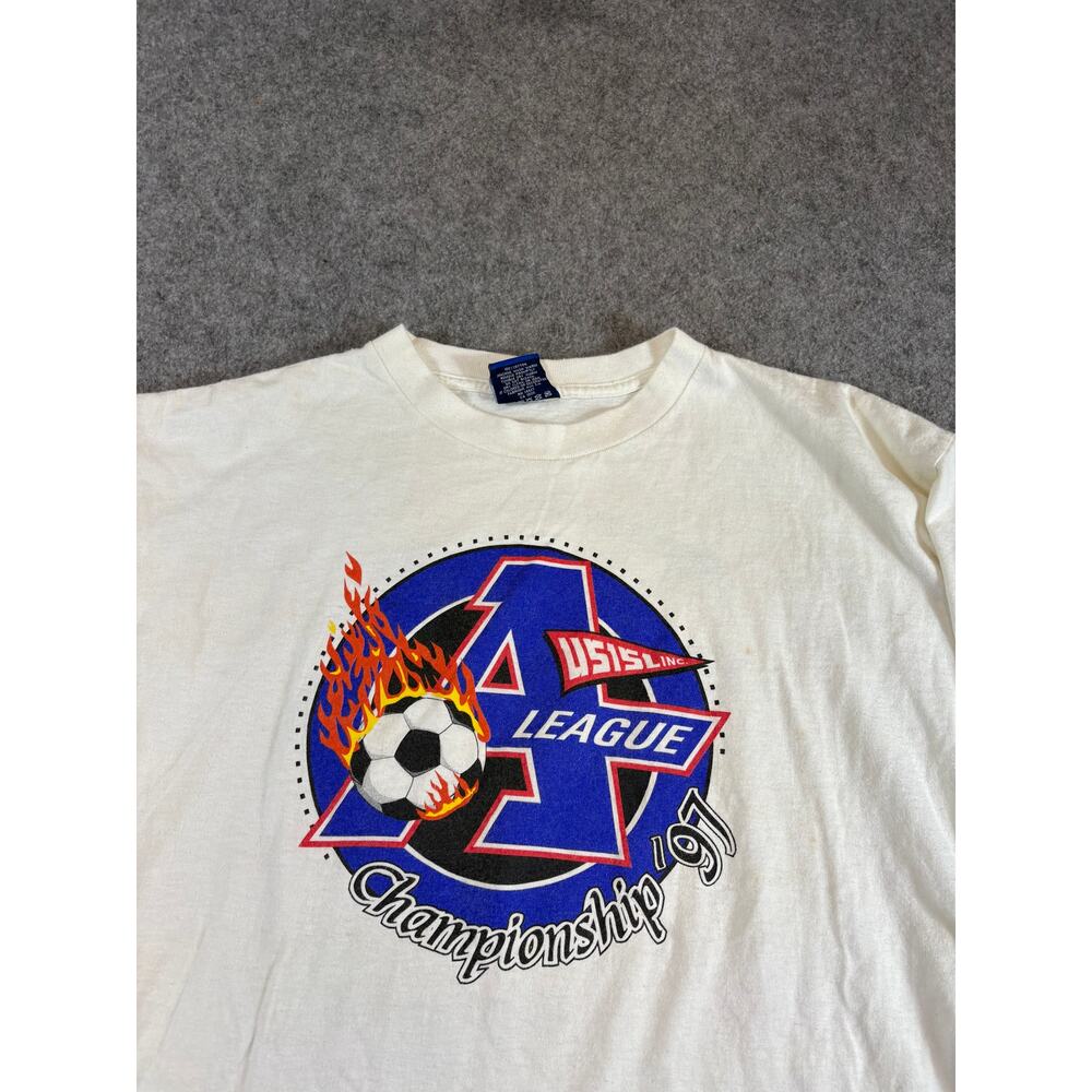 Vtg 90s USISL Championship Shirt Mens XL White Umbro Interregional Soccer League
